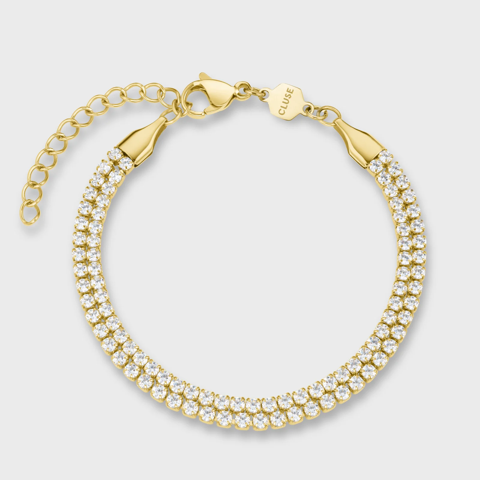 Élevé Double Tennis Bracelet, Gold Colour