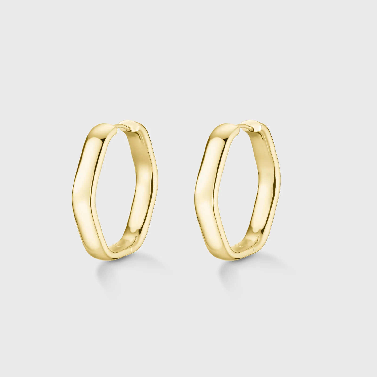 Élevé Hexagon Large Hoop Earrings, Gold Colour