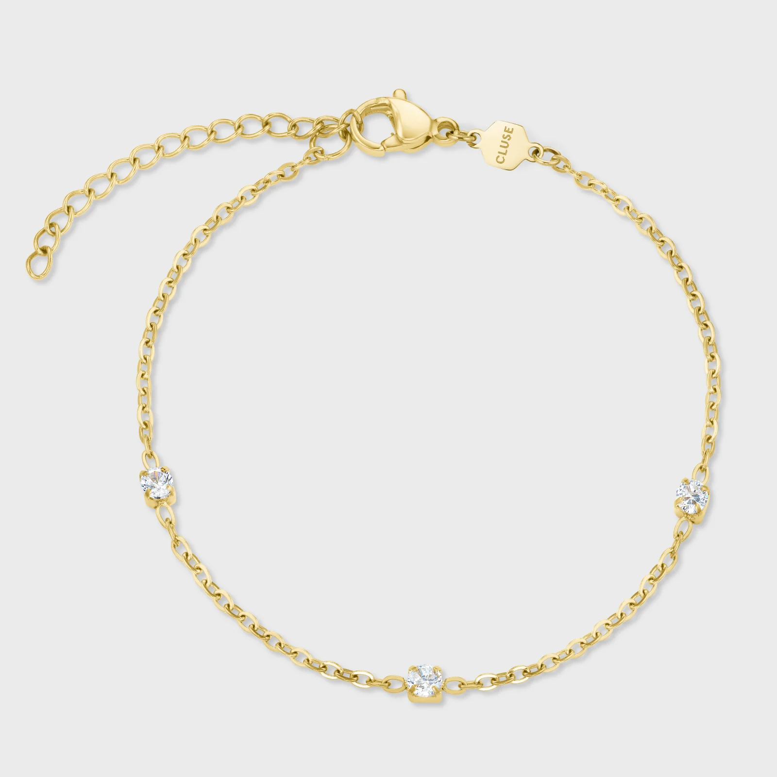 Élevé Zirconia Chain Bracelet, Silver, Gold Colour