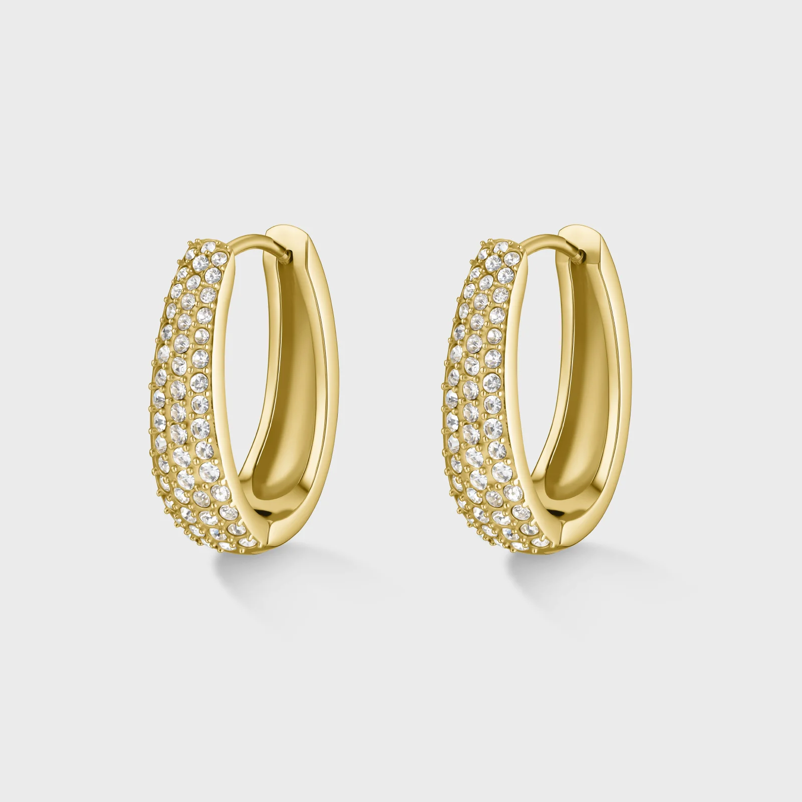 Élevé Zirconia Drop Hoop Earrings, Gold Colour