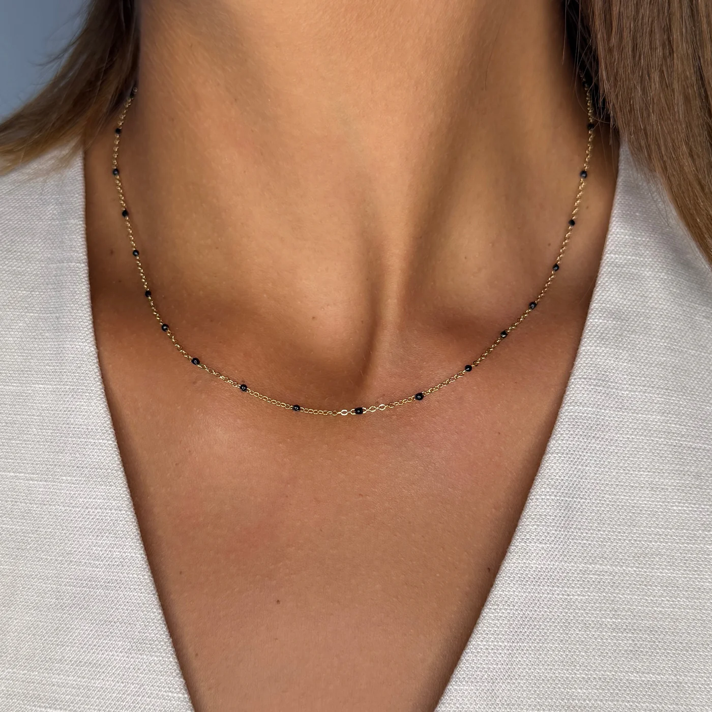 Essentielle Black Epoxy Chain Necklace, Gold Colour - Image 2