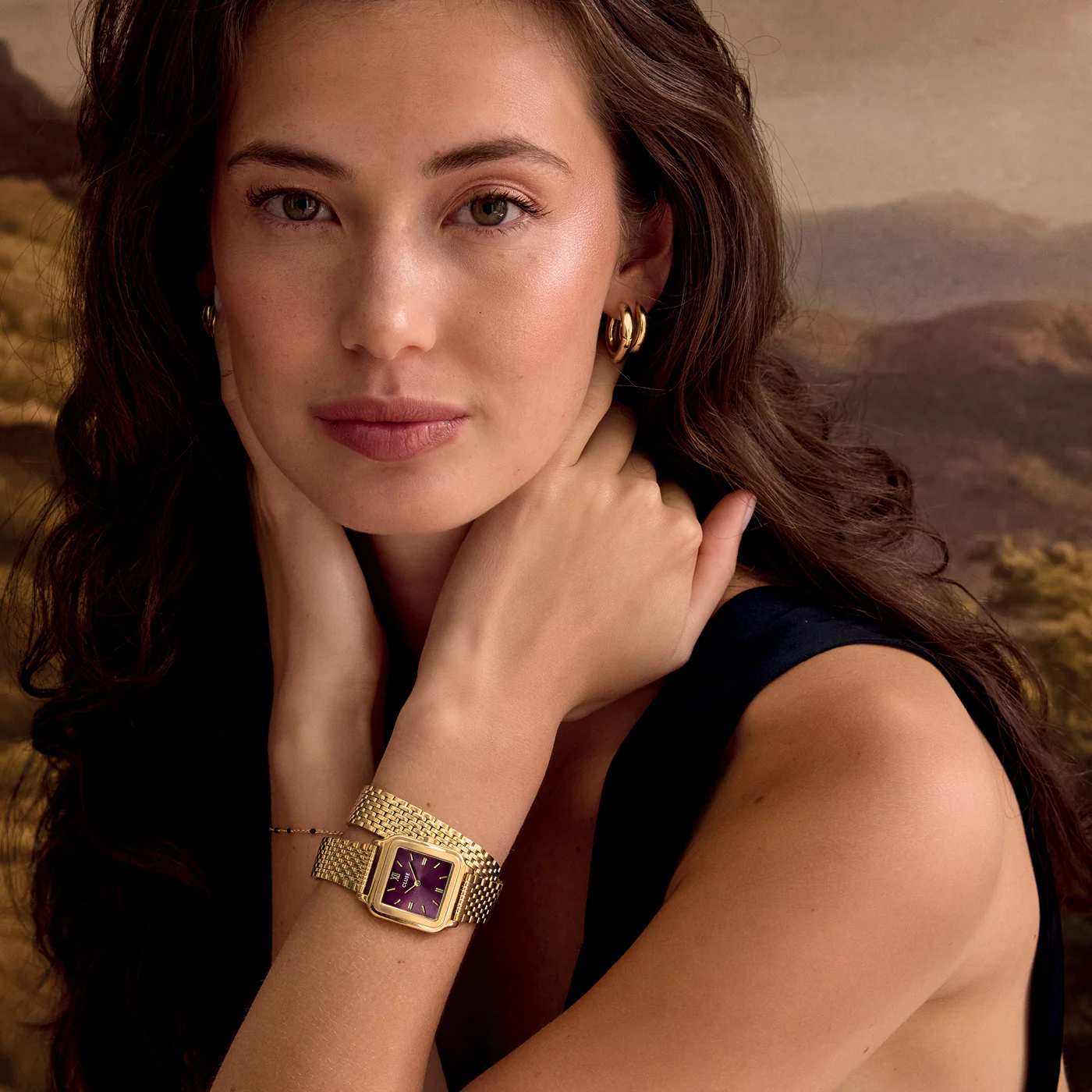 Gracieuse Watch Double Steel, Wine, Gold Colour - Image 9