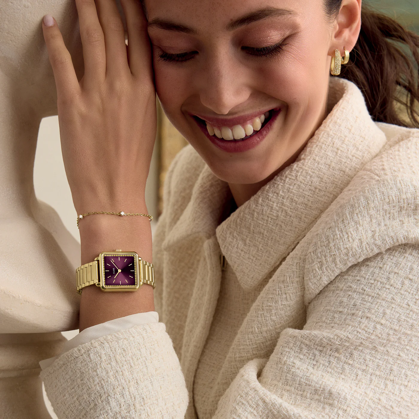 La Tétragone Watch Steel, Wine stones, Gold Colour - Image 7