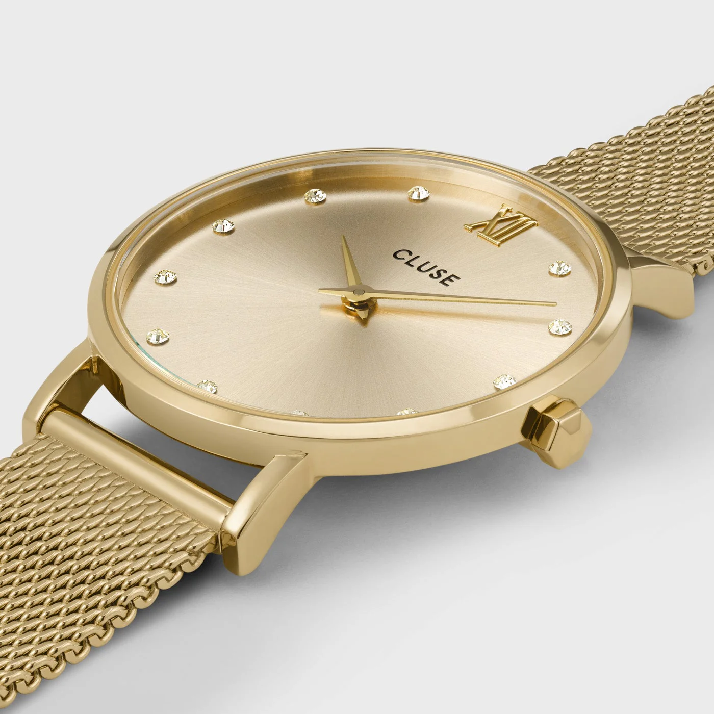 Minuit Watch Mesh Crystals, Full Gold Colour - Image 3