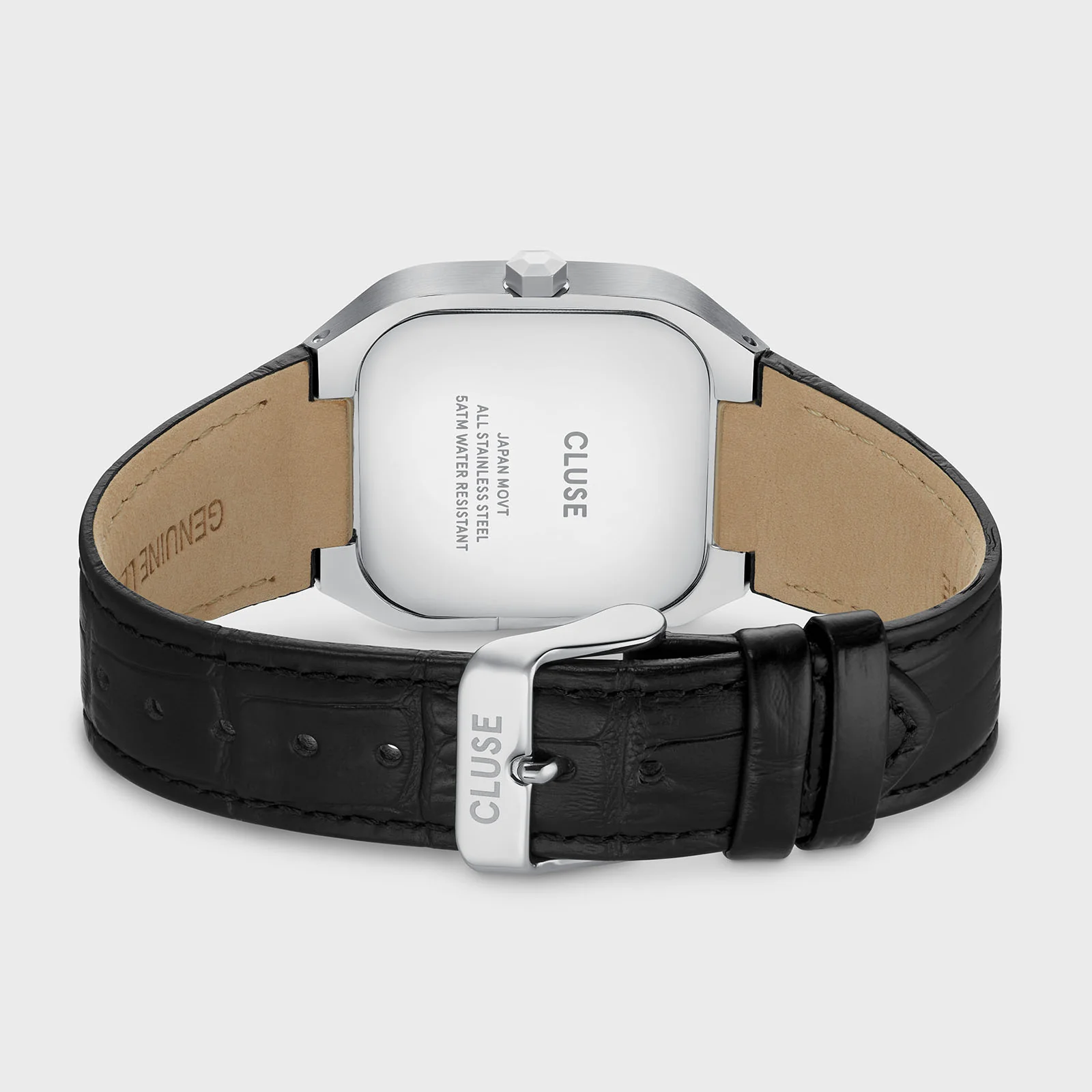 Quadrus Watch Leather, Black, Silver Colour - Image 4
