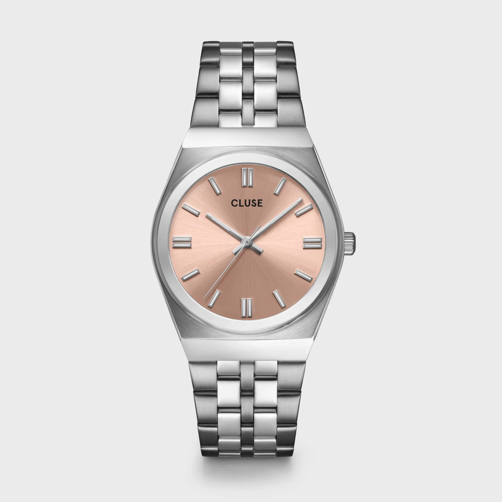 Retro 70s Watch Steel, Light Salmon, Silver Colour